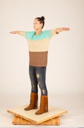 Whole Body Woman T poses Casual Slim Studio photo references